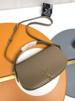 SAINT LAURENT Shoulder Bags Box Calf Leather (Taupe-Gold) 24X15X5CM E80202608082289