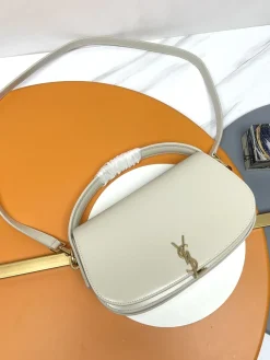 SAINT LAURENT Shoulder Bags Box Calf Leather (White-Gold) 24X15X5CM E80202608082290
