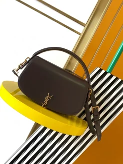SAINT LAURENT Shoulder Bags Box Calfskin (Brown-Gold) 24X15X5CM E70202608080328