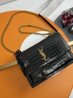 SAINT LAURENT Shoulder Bags Calf Leather (Black-Gold) 22X8X16 E30202608082462