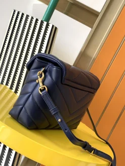 Alternative view of SAINT LAURENT Shoulder Bags Calf Leather (Blue-Gold) 20X14X7CM D30202608080452