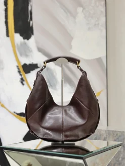 SAINT LAURENT Shoulder Bags Calf Leather (Brown-Gold) 22-40X24-33X3CM G30202608081470