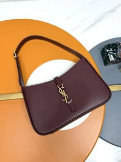 SAINT LAURENT Shoulder Bags Calf Leather (Burgundy-Gold) 25X14X6CM D50202608082569