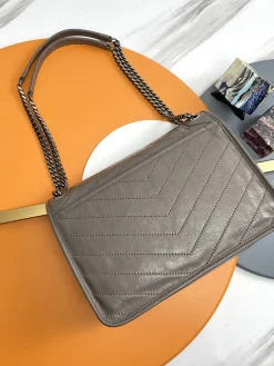 Alternative view of SAINT LAURENT Shoulder Bags Calf Leather (Gray-Silver) 28X21X8CM E20202608082545