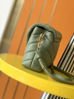 Alternative view of SAINT LAURENT Shoulder Bags Calf Leather (Green-Gold) 20X14X7CM D30202608080447