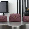 SAINT LAURENT Shoulder Bags Calfskin (Burgundy-Gold) 20X14X7CM D00202608080875