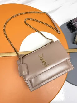 SAINT LAURENT Shoulder Bags Calfskin Leather (Beige-Gold) 22X8X16 E30202608082016