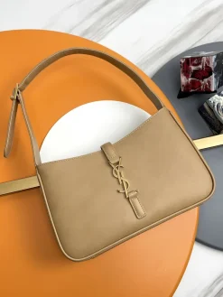 SAINT LAURENT Shoulder Bags Calfskin Leather (Beige-Gold) 25X14X6CM D50202608082570