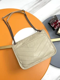 Alternative view of SAINT LAURENT Shoulder Bags Calfskin Leather (Beige-Silver) 22X16X7CM D30202608082533