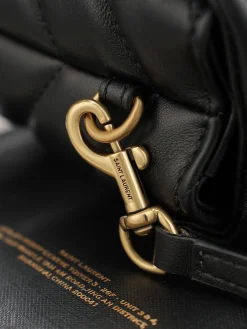 Alternative view of SAINT LAURENT Shoulder Bags Calfskin Leather (Black-Gold) 20X14X7 D00202608080860