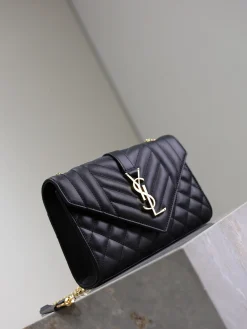 Alternative view of SAINT LAURENT Shoulder Bags Calfskin Leather (Black-Gold) 21X13X6CM E00202608081447