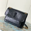 SAINT LAURENT Shoulder Bags Calfskin Leather (Black-Gold) 28X20X9CM E70202608082177