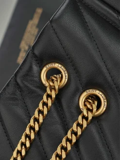 Alternative view of SAINT LAURENT Shoulder Bags Calfskin Leather (Black-Gold) 32X22X10CM E50202608080858