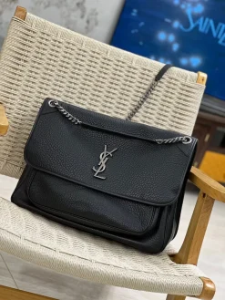 Alternative view of SAINT LAURENT Shoulder Bags Calfskin Leather (Black-Silver) 47X33X16CM I00202608082199