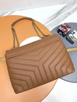 Alternative view of SAINT LAURENT Shoulder Bags Calfskin Leather (Brown-Gold) 31X22X10CM E50202608082146