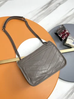 Alternative view of SAINT LAURENT Shoulder Bags Calfskin Leather (Gray-Black) 22X16X7CM D30202608082535