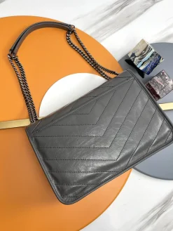 Alternative view of SAINT LAURENT Shoulder Bags Calfskin Leather (Gray-Black) 28X21X8CM E20202608082546