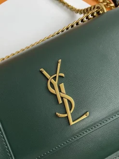 Alternative view of SAINT LAURENT Shoulder Bags Calfskin Leather (Green-Gold) 22X8X16 E30202608082451