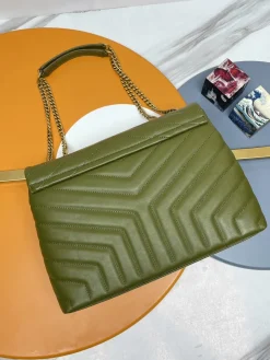 Alternative view of SAINT LAURENT Shoulder Bags Calfskin Leather (Green-Gold) 31X22X10CM F00202608081998