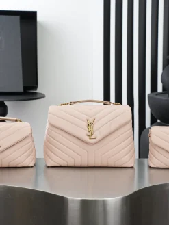 SAINT LAURENT Shoulder Bags Calfskin Leather (Pink-Gold) 20X14X7 D00202608080872