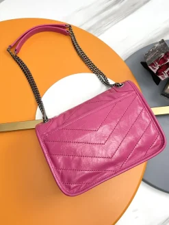 Alternative view of SAINT LAURENT Shoulder Bags Calfskin Leather (Pink-Silver) 22X16X7CM D30202608082137