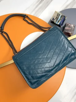 Alternative view of SAINT LAURENT Shoulder Bags Calfskin Leather (Teal-Black) 28X21X8CM E20202608082544