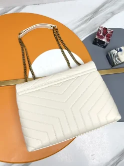 Alternative view of SAINT LAURENT Shoulder Bags Calfskin Leather (White-Gold) 31X22X10CM E50202608082145