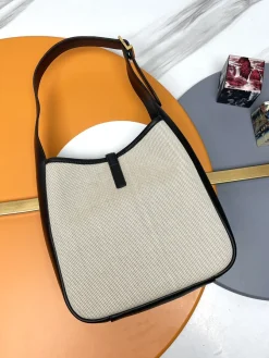 Alternative view of SAINT LAURENT Shoulder Bags Canvas Leather (Black-Gold-White) 23X22X8CM E30202608082348