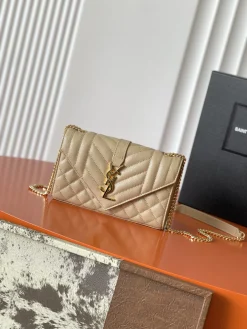 SAINT LAURENT Shoulder Bags Caviar Leather (Beige-Gold) 21X13X6CM D60202608080243