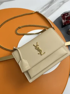 SAINT LAURENT Shoulder Bags Caviar Leather (Beige-Gold) 22X8X16 E30202608082449
