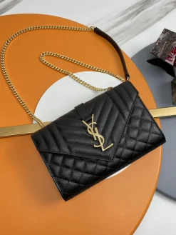 SAINT LAURENT Shoulder Bags Caviar Leather (Black-Gold) 21X13X6CM D70202608082314