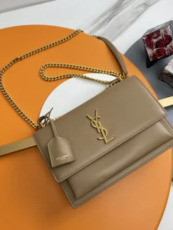 SAINT LAURENT Shoulder Bags Caviar Leather (Brown-Gold) 22X8X16 E30202608082453