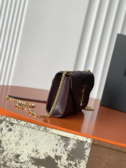 Alternative view of SAINT LAURENT Shoulder Bags Caviar Leather (Burgundy-Gold) 21X13X6CM D60202608080241