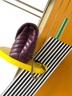 Alternative view of SAINT LAURENT Shoulder Bags Caviar Leather (Burgundy-Gold) 31X22X10CM F50202608080332