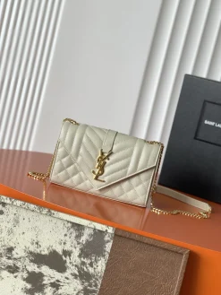 SAINT LAURENT Shoulder Bags Caviar Leather (Cream-Gold) 21X13X6CM D60202608080240