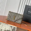 SAINT LAURENT Shoulder Bags Caviar Leather (Gray-Gold) 21X13X6CM D60202608080239