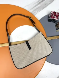 Alternative view of SAINT LAURENT Shoulder Bags Cotton Linen (Beige-Black) 25X14X6CM D30202608082114