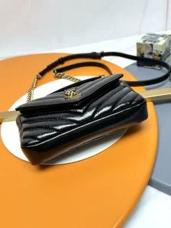 Alternative view of SAINT LAURENT Shoulder Bags Cracked Leather (Black-Gold) 20X13X3CM D70202608082277