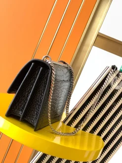 Alternative view of SAINT LAURENT Shoulder Bags Crocodile Leather (Black-Silver) 22X8X16CM E60202608080398