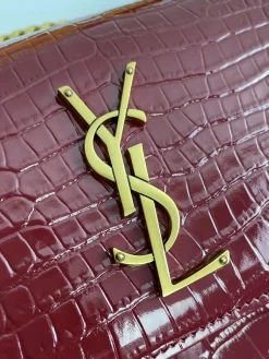 Alternative view of SAINT LAURENT Shoulder Bags Crocodile Leather (Burgundy-Gold) 22X8X16 E30202608082010