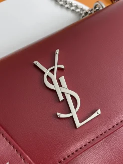 Alternative view of SAINT LAURENT Shoulder Bags Intrecciato Leather (Burgundy-Silver) 22X8X16 E30202608082446