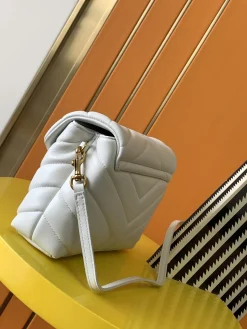 Alternative view of SAINT LAURENT Shoulder Bags Italian Calf Leather (White-Gold) 20X14X7CM D30202608080450
