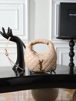 SAINT LAURENT Shoulder Bags Lamb Leather (Beige-Gold) 19X12X5CM D60202608080763
