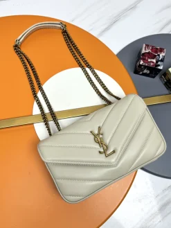 SAINT LAURENT Shoulder Bags Lamb Leather (Beige-Gold) 24X14X7CM E70202608082609