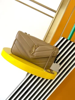 SAINT LAURENT Shoulder Bags Lamb Leather (Beige-Gold) 24X14X7CM F00202608080457