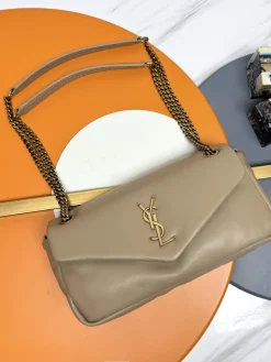 SAINT LAURENT Shoulder Bags Lamb Leather (Beige-Gold) 26X14X7CM E30202608082215