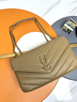 SAINT LAURENT Shoulder Bags Lamb Leather (Beige-Gold) 29X17X8CM F00202608082613