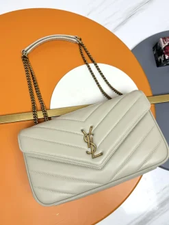 SAINT LAURENT Shoulder Bags Lamb Leather (Beige-Gold) 29X17X8CM F00202608082616