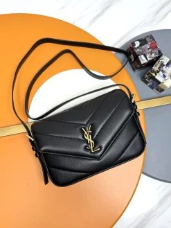 SAINT LAURENT Shoulder Bags Lamb Leather (Black-Gold) 20X14X5CM D70202608082299