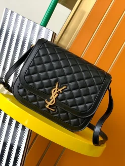SAINT LAURENT Shoulder Bags Lamb Leather (Black-Gold) 22X18X5CM F00202608080439